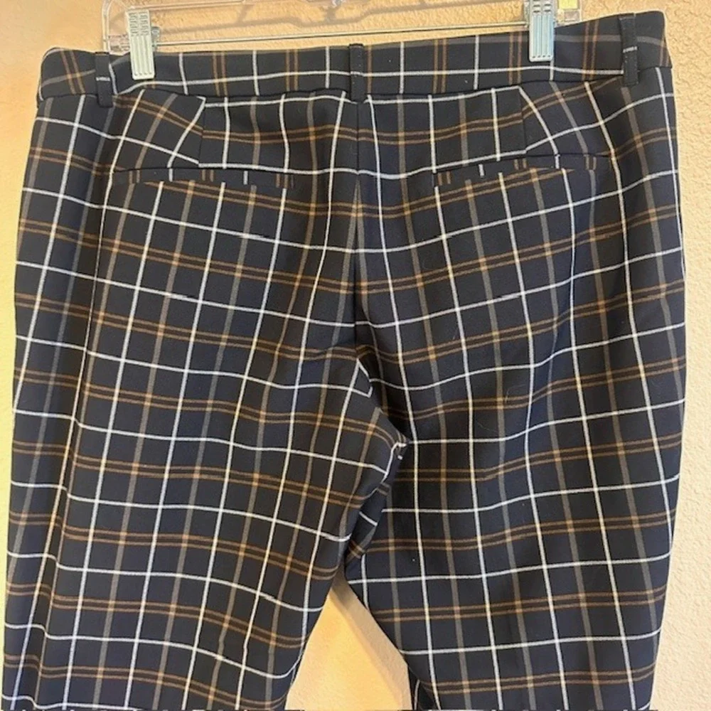 Express Women's Black Plaid Columnist Ankle Low Rise Dress Pants Career 14R